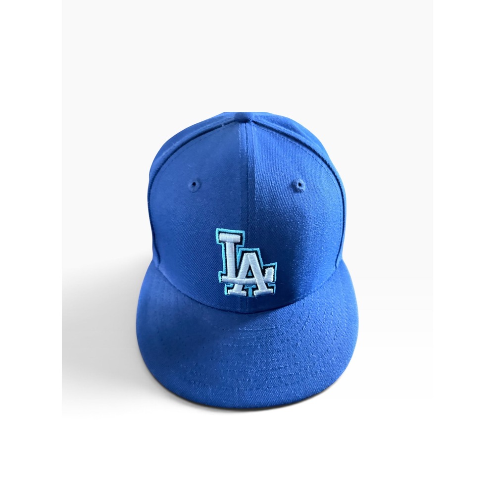 New Era 59FIFTY LA Dodgers 100th Anniversary Patch Fitted Hat Blue 7 3/8